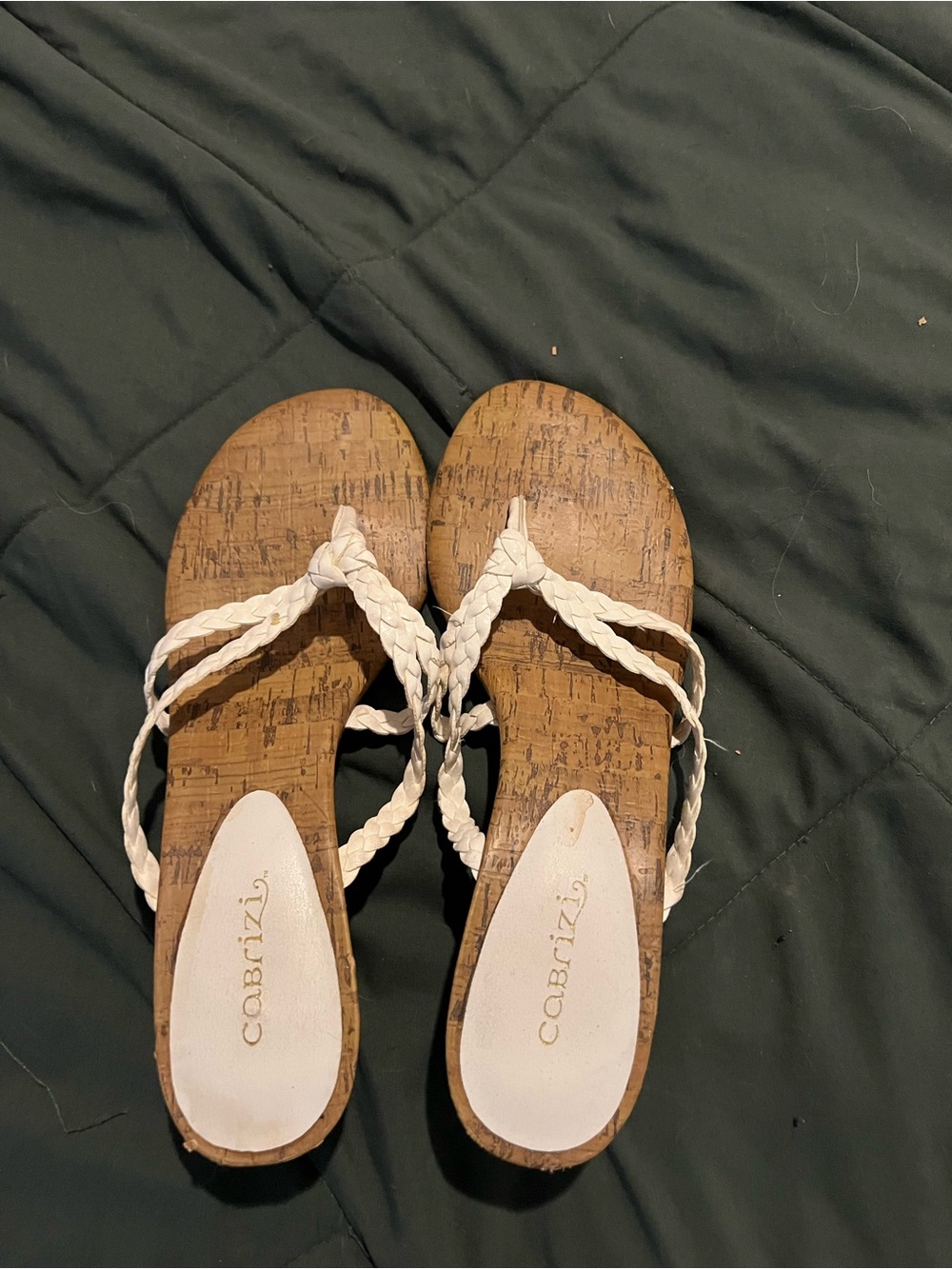Cobrizi Braided Cork-Style Sandals in White